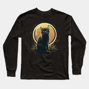 Total Solar Eclipse Cat 2024 Kitty April 8 Cat Watching Long Sleeve T-Shirt